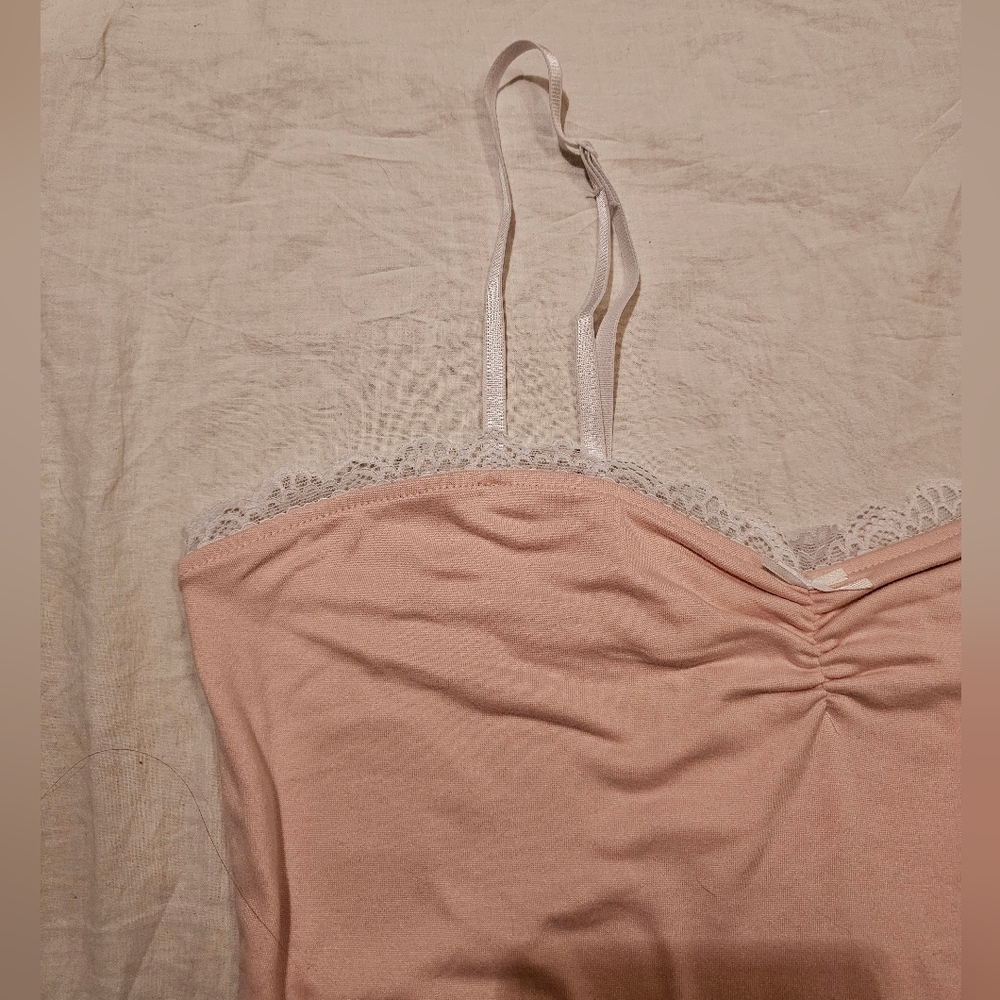 Faded Rose Pink Lace Trim Women's Cami Top XL - Picture 2 of 9